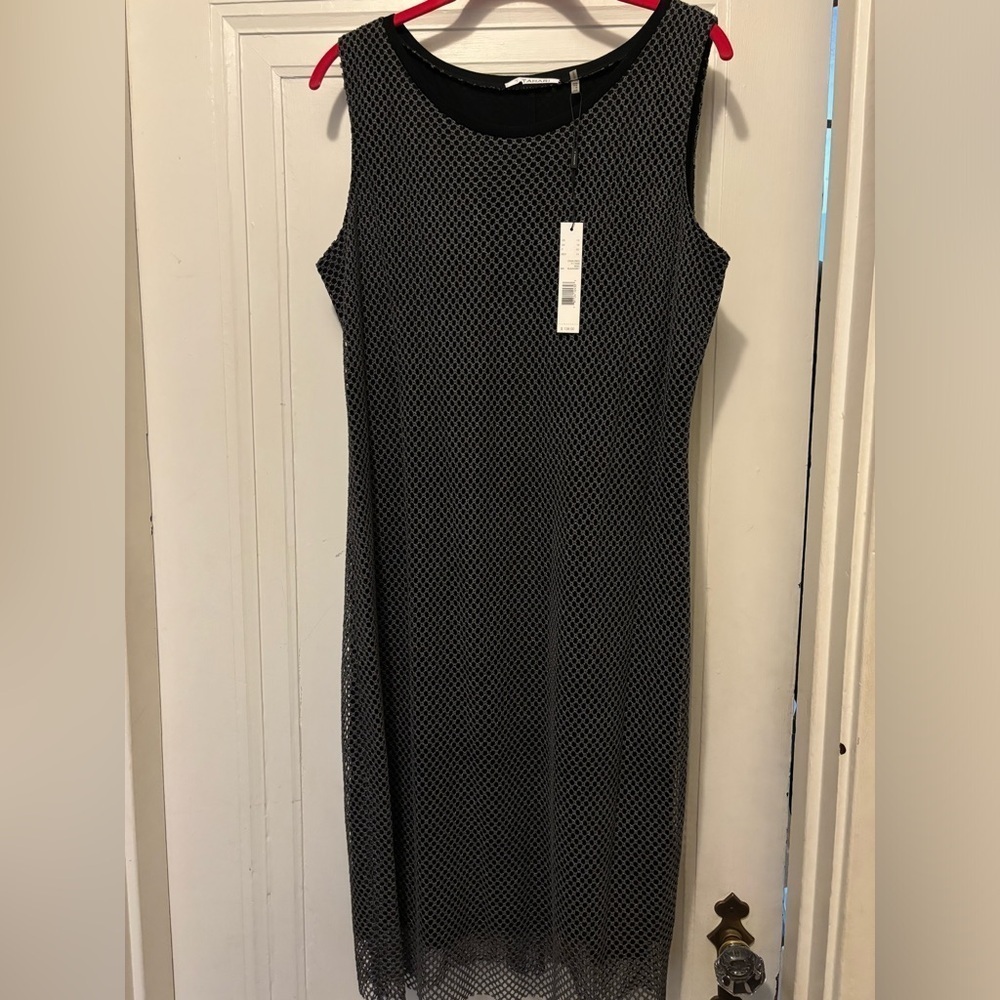 T Tahari Black Sleeveless Mini Dress with Mesh Overlay